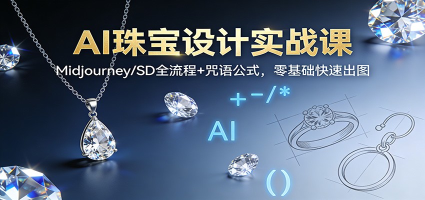 AI珠宝设计实战课：Midjourney/SD全流程+咒语公式，零基础快速出图-小目标云网创