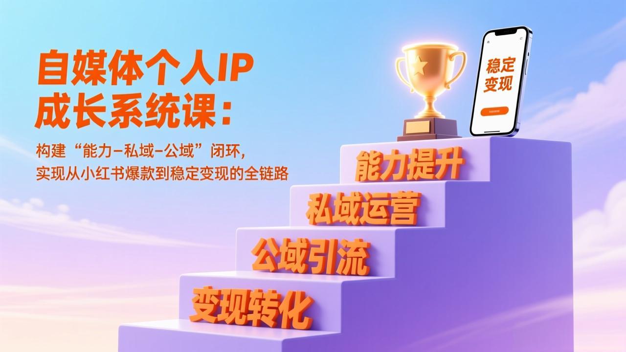 自媒体个人IP成长系统课：构建“能力-私域-公域”闭环，实现从小红书爆款到稳定变现的全链路-小目标云网创