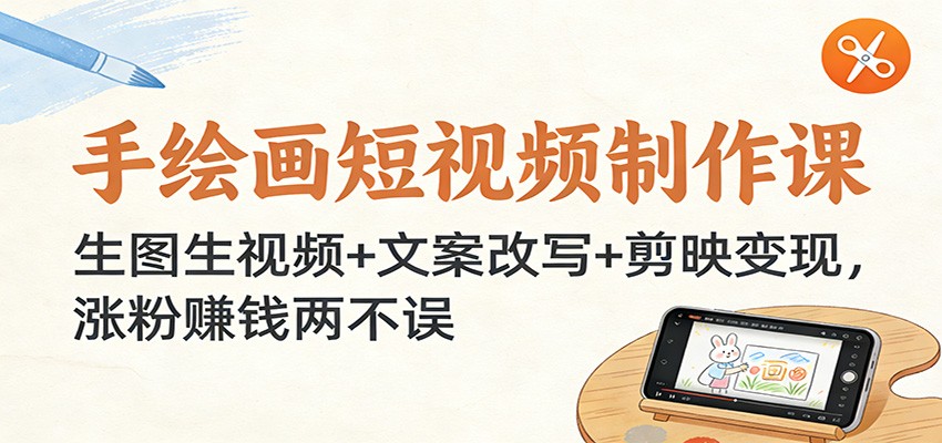 手绘画短视频制作课：生图生视频+文案改写+剪映变现，涨粉赚钱两不误-小目标云网创