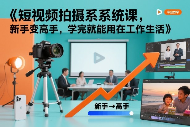 短视频拍摄系统课，新手变高手，学完就能用在工作生活-小目标云网创