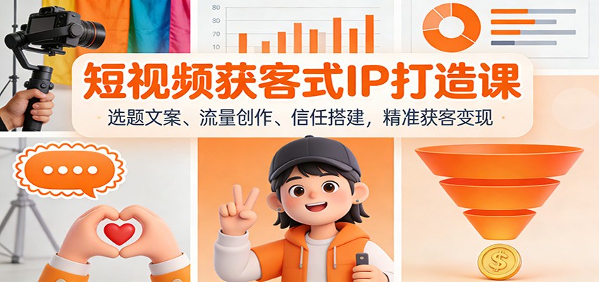 短视频获客式IP打造课：选题文案、流量创作、信任搭建，精准获客变现-小目标云网创
