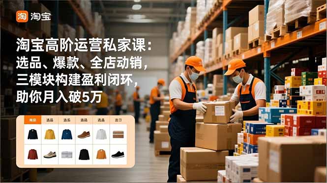 淘宝高阶运营私家课：选品、爆款、全店动销，三模块构建盈利闭环，助你月入破5万(更新12月-小目标云网创