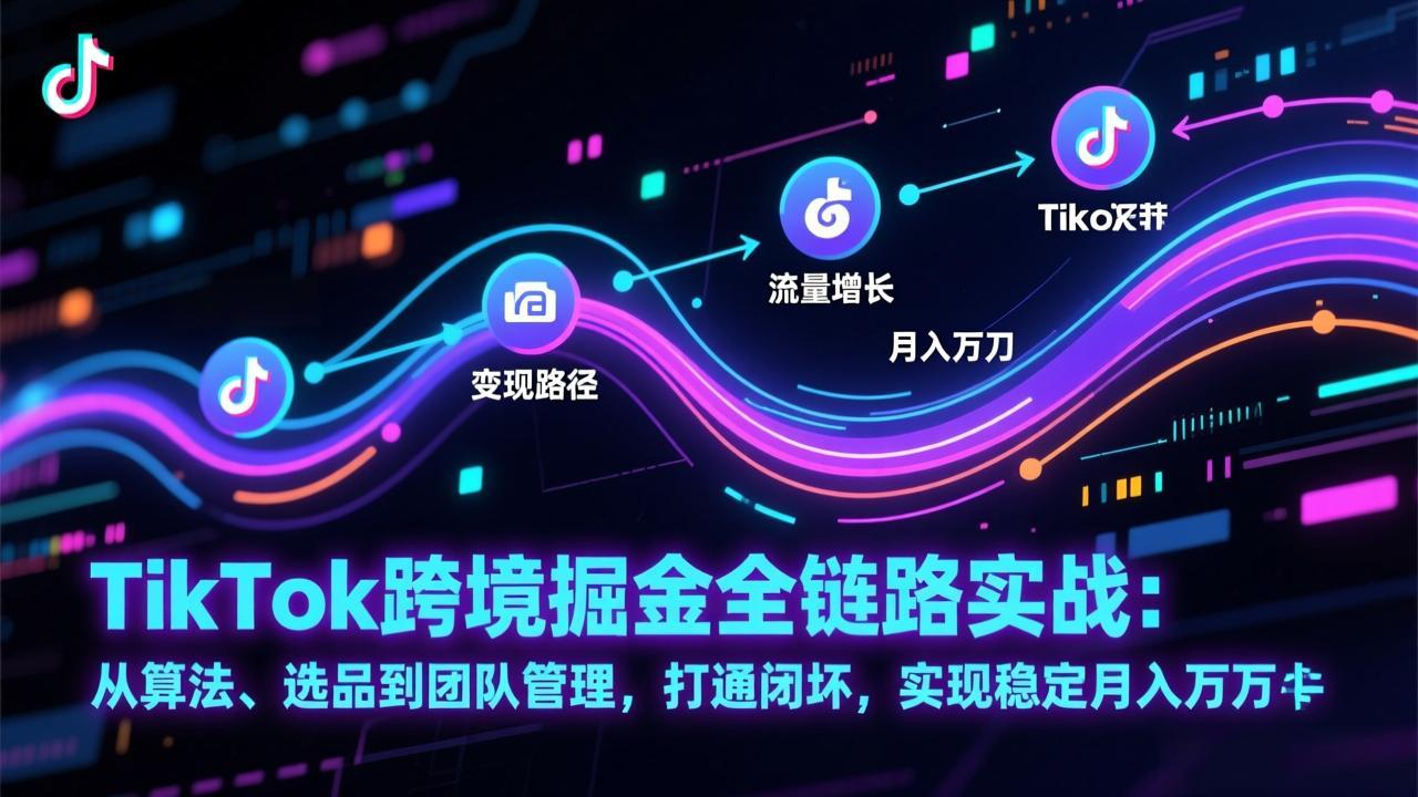 TikTok跨境掘金全链路实战：从算法、选品到团队管理，打通闭环，实现稳定月入万刀-小目标云网创