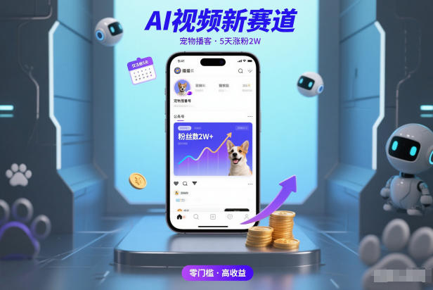AI视频新赛道，宠物播客仅注册5天涨粉2W，收益非常可观-小目标云网创