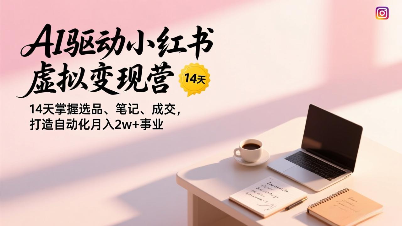 AI驱动小红书虚拟变现营，14天掌握选品、笔记、成交，打造自动化月入2w+事业-小目标云网创