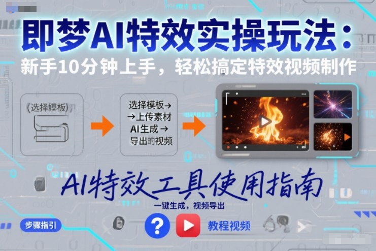 即梦AI特效实操玩法：新手10分钟上手，轻松搞定特效视频制作-小目标云网创