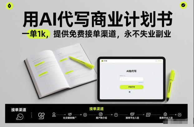用AI代写商业计划书，一单1k，提供免费接单渠道，永不失业副业-小目标云网创