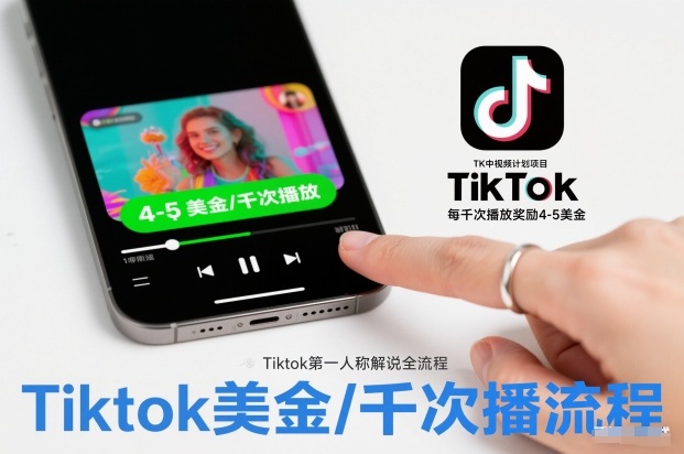TK中视频计划项目，Tiktok第一人称解说流程，每干次播放奖励4-5美金-小目标云网创