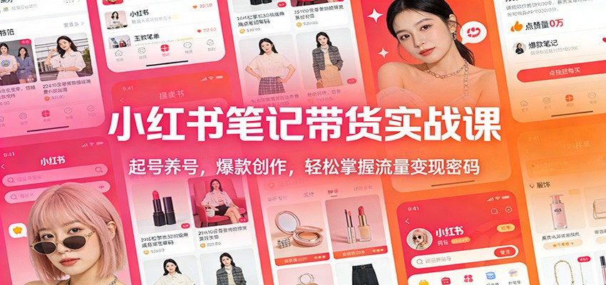小红书笔记带货实战课：起号养号，爆款创作，轻松掌握流量变现密码-小目标云网创